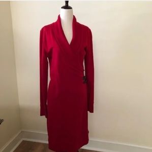 Lauren Jeans Company Ralph Lauren Red Wrap Long Sleeve Dress Size: XS